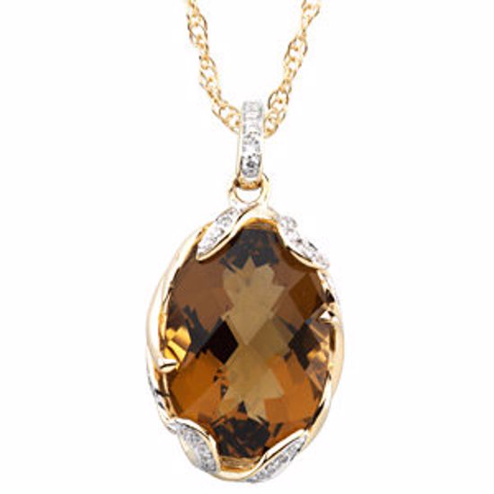 66375:60001:P 14kt Yellow Cinnamon Quartz & 1/3 CTW Diamond Pendant