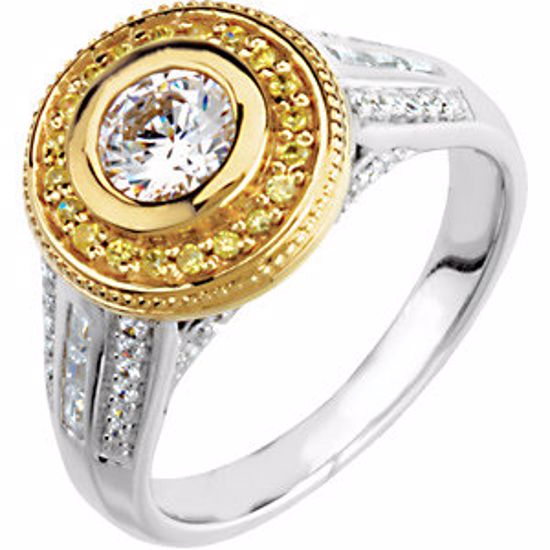 65496:60004:P 14kt White & Yellow 1 3/4 CTW Diamond Engagement Ring Size 7