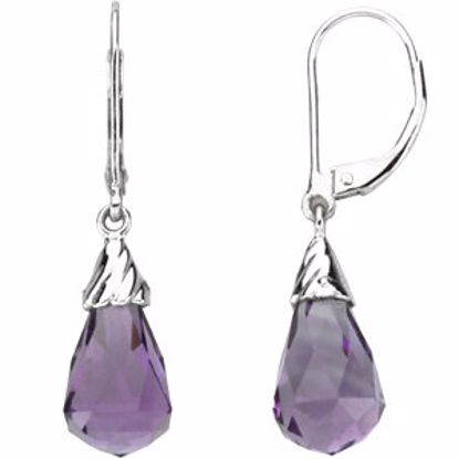 66384:60001:P 14kt White Briolette Amethyst Earrings