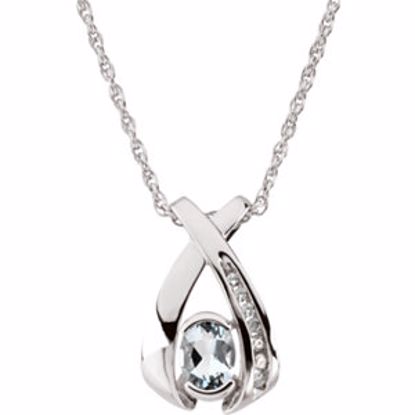 69045:64911:P 14kt White 7x5 Oval Aqua & .08 CTW Diamond 18" Necklace