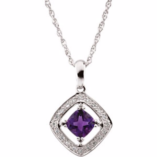 69044:64560:P 14kt White Amethyst & 1/10 CTW Diamond 18" Necklace