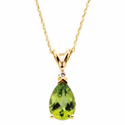 69032:61109:P 14kt Yellow Peridot & Diamond 18" Necklace