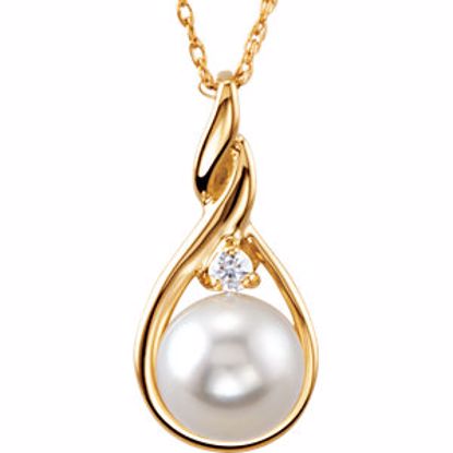 69053:60748:P Akoya Cultured Pearl & Diamond Necklace