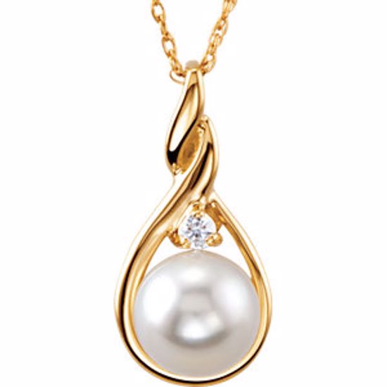 69053:60748:P Akoya Cultured Pearl & Diamond Necklace