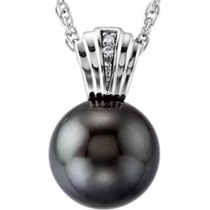 69057:65140:P Tahitian Cultured Pearl & Diamond Necklace