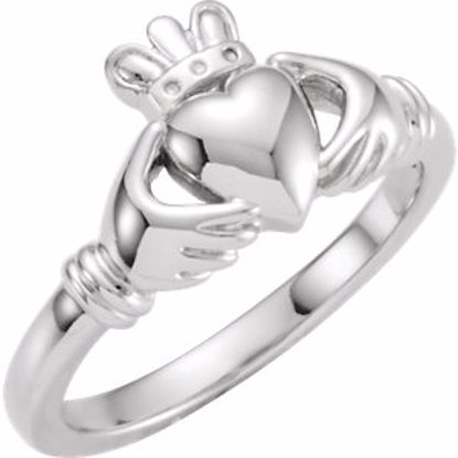 19331:100001:P 14kt White Youth Claddagh Ring