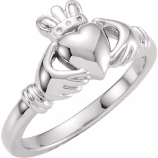 19331:100001:P 14kt White Youth Claddagh Ring