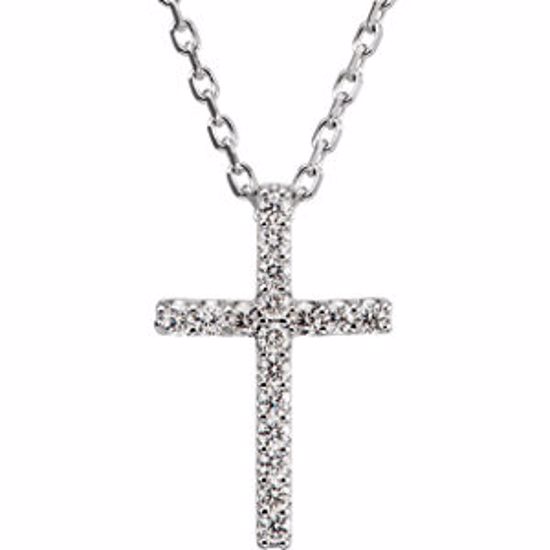 R42147D:60001:P Platinum .085 CTW Diamond Cross 16" Necklace