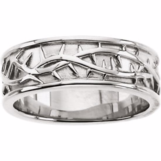 R7032:306507:P Sterling Silver Thorn Design Band