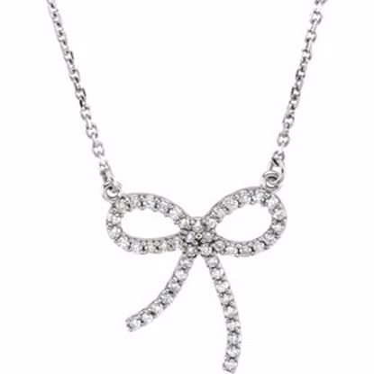 66416:100001:P 14kt White 1/4 CTW Diamond Bow 16" Necklace