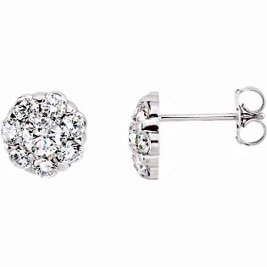 66418:100001:P 14kt White 2 CTW Diamond Cluster Earrings