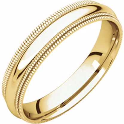 DMGR5:100076:P 14kt Yellow 4mm Double Milgrain Comfort Fit Band