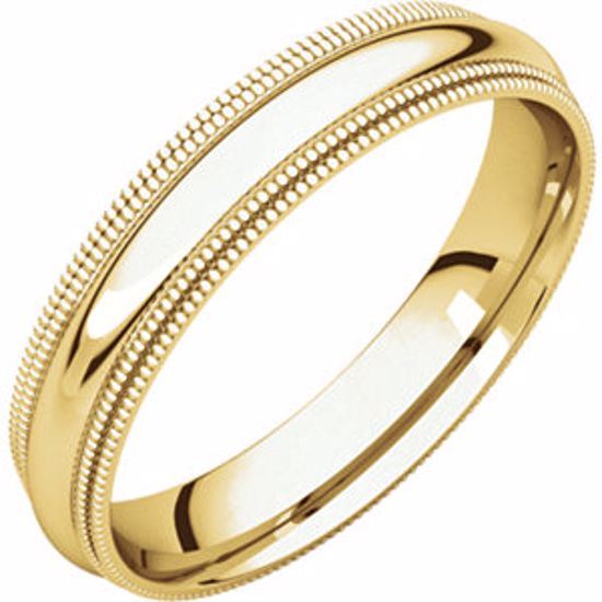 DMGR9.5:100085:P 14kt Yellow 4mm Double Milgrain Comfort Fit Band