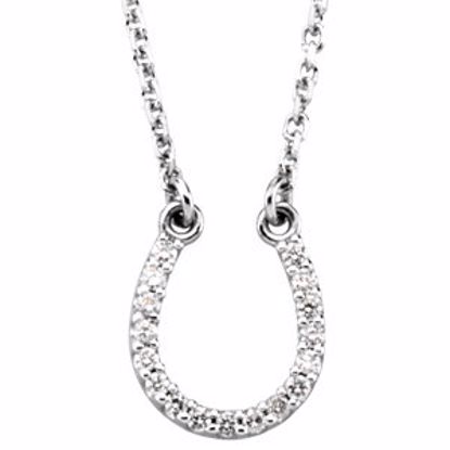 66412:100001:P 14kt White .08 CTW Diamond Horseshoe 16" Necklace