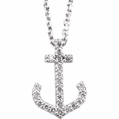 66413:100001:P 14kt White 1/8 CTW Diamond Anchor Necklace