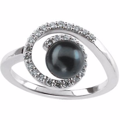 66446:6411:P Akoya Cultured Pearl & Diamond Ring
