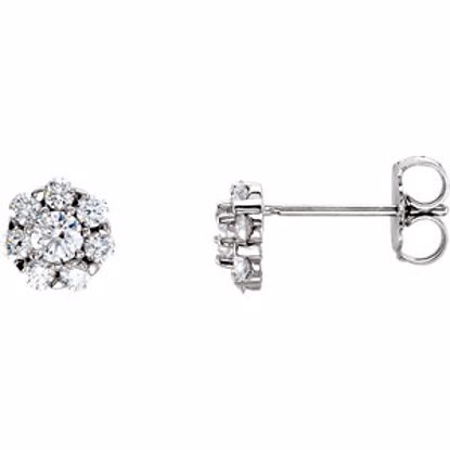 66418:100016:P 14kt White 3/4 CTW Diamond Cluster Earrings