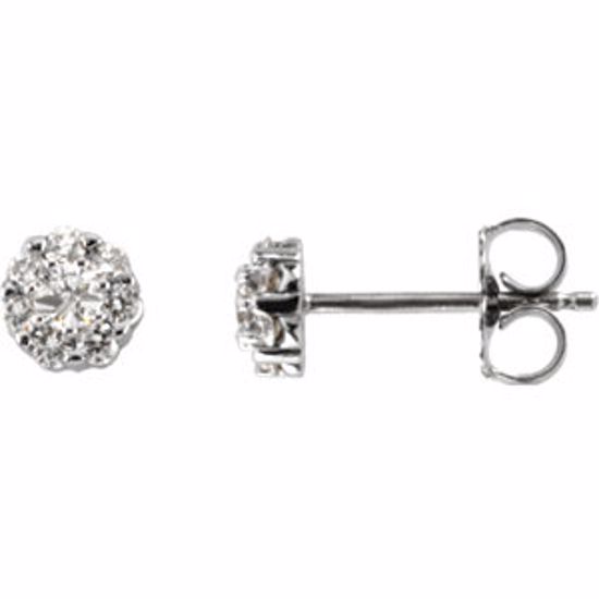 66418:100014:P 14kt White 3/8 CTW Diamond Cluster Earrings