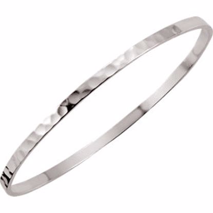 BRC377:60001:P Sterling Silver 3.25mm Hammered Bangle Bracelet