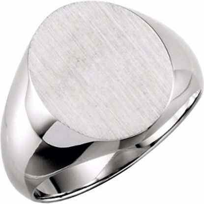 9320:307118:P Sterling Silver 16x14mm Solid Oval Men's Signet Ring