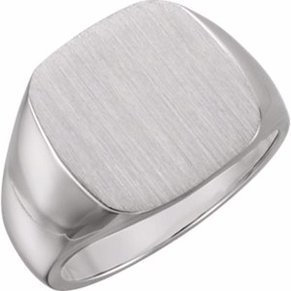 9601:307120:P Sterling Silver 16mm Men's Signet Ring with Brush Top Finish