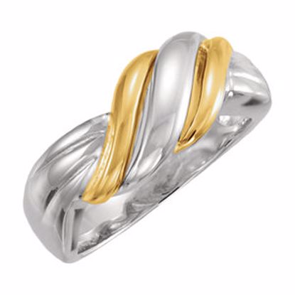 5539:307156:P Sterling Silver & 14kt Yellow Two-Tone 10mm Fashion Ring