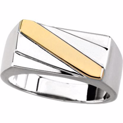 9617:307163:P Sterling Silver & 14kt Yellow Men's Ring