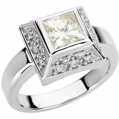 66537:71102:P Charles & Colvard Moissanite® & Diamond Ring