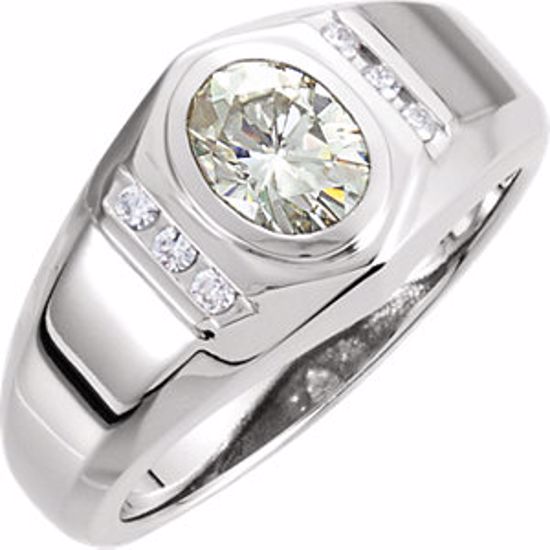 66521:9694:P Men's Charles & Colvard Moissanite® & Diamond Ring