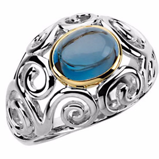 66542:71437:P London Blue Topaz Swirl Design Ring