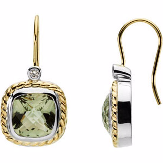 66574:84295:P Checkerboard Green Quartz & Diamond Earrings or Semi-mounts