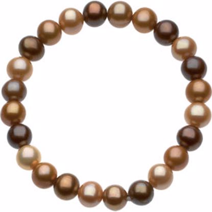 66592:60001:P 8-9mm Freshwater Cultured Dyed Chocolate Pearl 6.5" Stretch Bracelet