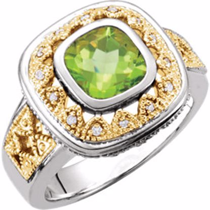 66568:71438:P Peridot & Diamond Granulated Design Ring