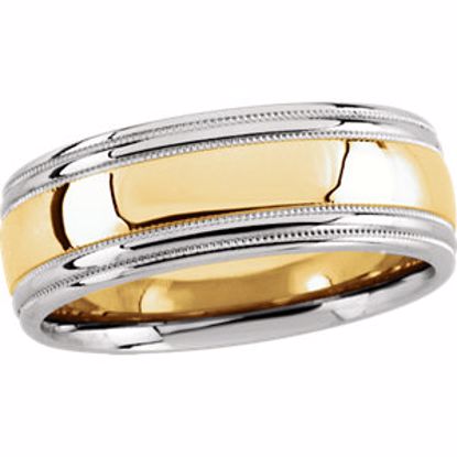 5970:156974:P 14kt White & Yellow 8mm Double Milgrain Band Size 16