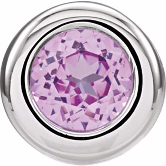 81668:22051:P 14kt White Imitation Pink Tourmaline "October" Birthstone Pendant Slide