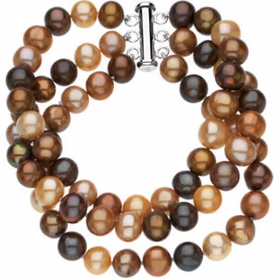 66616:60001:P Freshwater Cultured Pearl Triple Strand Bracelet