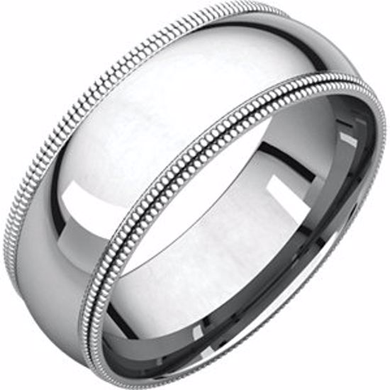 DMGR10.5:276404:P 14kt White 7mm Double Milgrain Comfort Fit Band