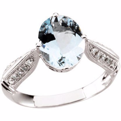 66629:60001:P Aquamarine & Diamond Accented Ring