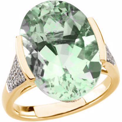 66630:60001:P Green Quartz & Diamond Accented Ring