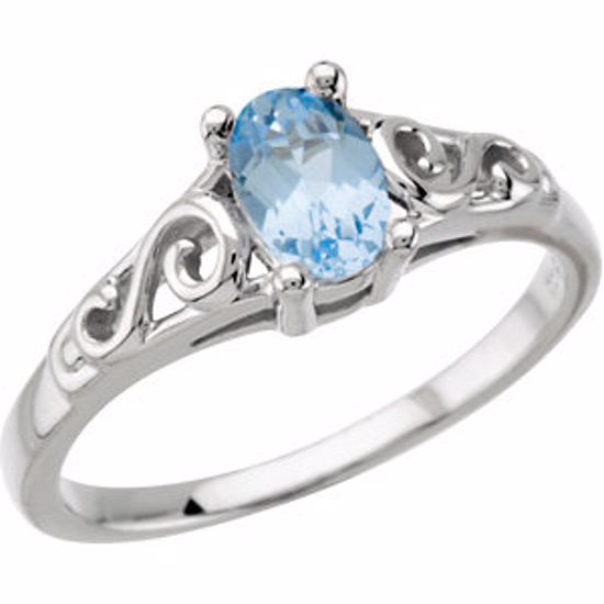 19335:60015:P Sterling Silver March Imitation Birthstone Ring 