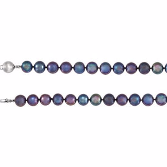 66660:103:P Sterling Silver Freshwater Cultured Black Pearl 7.75" Bracelet