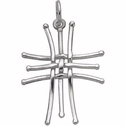 R41669:60003:P Sterling Silver 22.5x18mm Weave Design Cross Pendant