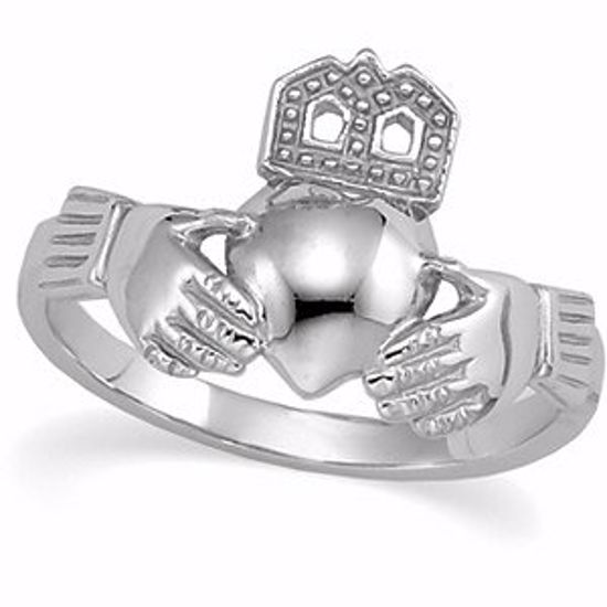 10584:32280:P Sterling Silver 12x14mm Ladies Claddagh Ring