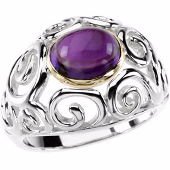 66723:71437:P Amethyst Scroll Design Ring