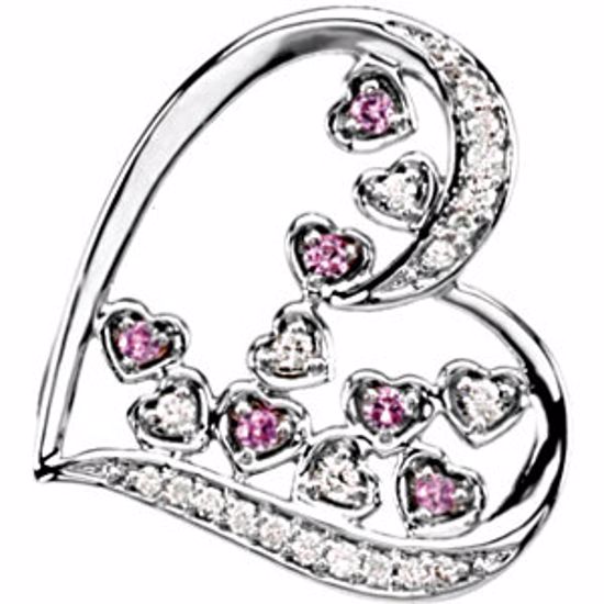 66743:60001:P 14kt White Pink Sapphire & 1/6 CTW Diamond Pendant