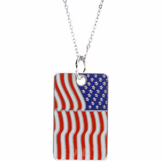 R45133KIT:60001:P Blessed is the Nation USA Flag Dogtag Necklace