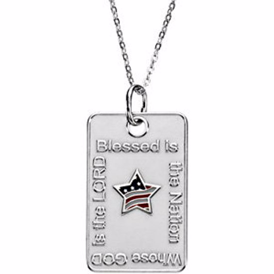 R45134KIT:60001:P Blessed is the Nation Star Dogtag Necklace