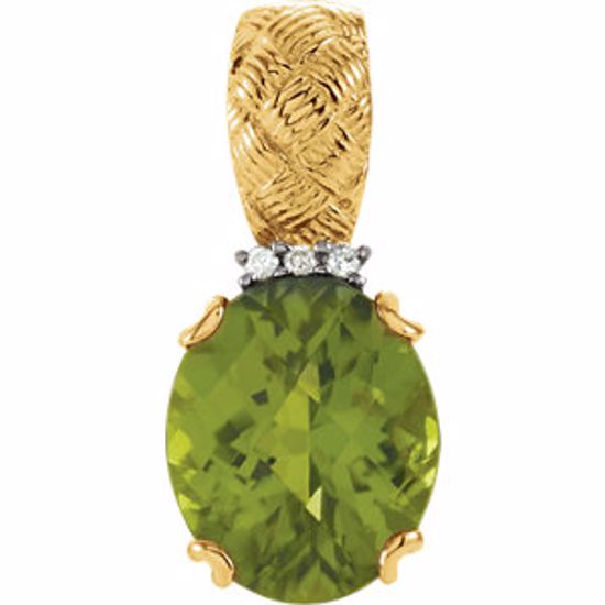 66859:60001:P 14kt Yellow Peridot & .03 CTW Diamond Pendant