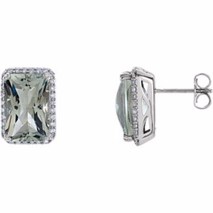 66856:60001:P Genuine Green Quartz & Diamond Earrings