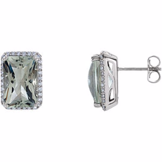 66856:60001:P Genuine Green Quartz & Diamond Earrings